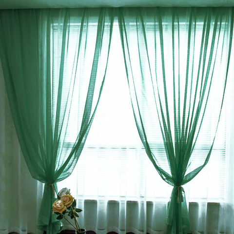 Luxe Grass Green Sheer Voile Curtain 1