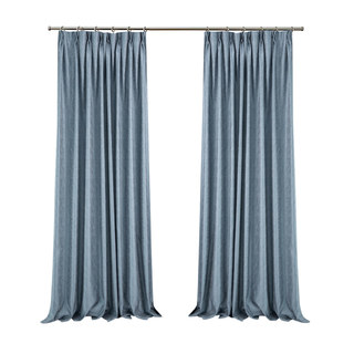Metallic Fantasy Subtle Textured Striped Shimmering Haze Blue Curtain Drapes 7