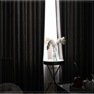 Metallic Silky Rippled Wave Charcoal Gray Blackout Curtain Drapes 4