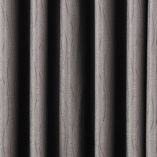 Metallic Silky Rippled Wave Charcoal Gray Blackout Curtain Drapes 3