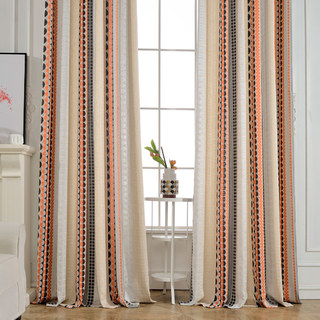 Obsessed with Polka Dots Modern 3D Jacquard Orange Black Geometric Patterned Curtain 3