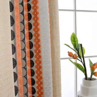 Obsessed with Polka Dots Modern 3D Jacquard Orange Black Geometric Patterned Curtain 7