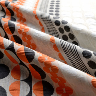 Obsessed with Polka Dots Modern 3D Jacquard Orange Black Geometric Patterned Curtain 13