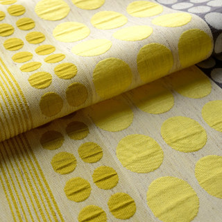 Obsessed with Polka Dots Modern 3D Jacquard Yellow Charcoal Gray Geometric Patterned Curtain