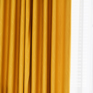 Rippled Waves Superthick Lemon Yellow Blackout Curtain Drapes 4