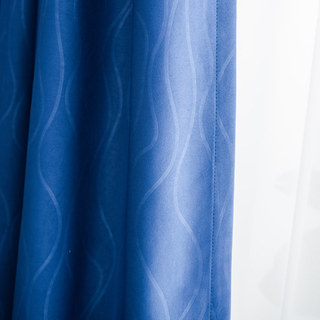 Rippled Waves Superthick Navy Blue Blackout Curtain 6