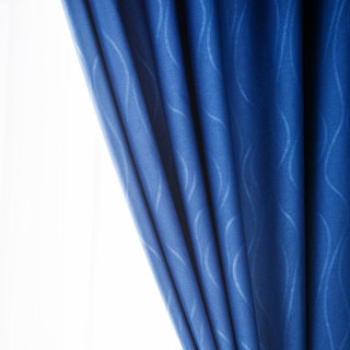 Rippled Waves Superthick Navy Blue Blackout Curtain 5