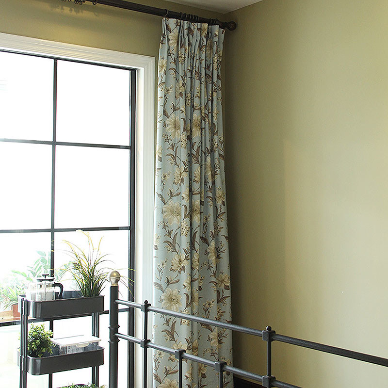 Smell The Gardenia Pastel Blue Floral Curtain