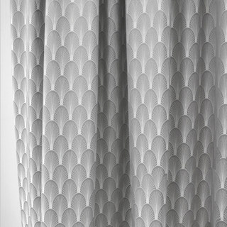 The Roaring Twenties Luxury Art Deco Morandi Gray & Silver Shell Patterned Curtain Drapes 3