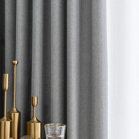 Simple Pleasures Prairie Grain Textured Striped Grey Light Charcoal Blackout Curtains 1