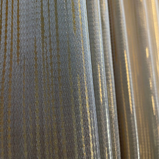 Sun Beams Glistening Champagne Gold and Grey Striped Curtain 5