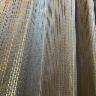 Sun Beams Glistening Champagne Gold and Grey Striped Curtain 6