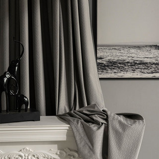 Scandinavian Basketweave Textured Morandi Grey Velvet Blackout Curtains 5