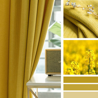Simple Pleasures Prairie Grain Textured Striped Lemon Yellow Blackout Curtains 3