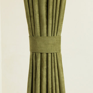 Velvety Faux Suede Sage Olive Green Curtain 2