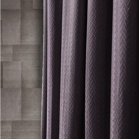 Scandinavian Basketweave Textured Pastel Purple Lavender Velvet Blackout Curtains 1