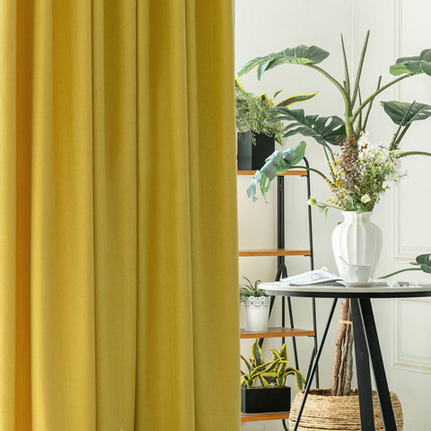 Simple Pleasures Prairie Grain Textured Striped Lemon Yellow Blackout Curtains 1