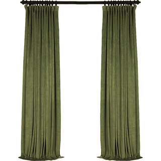 Velvety Faux Suede Sage Olive Green Curtain 4