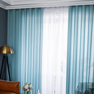 Sundance Textured Striped Blue Semi Sheer Curtain 5