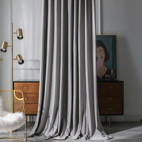 Scandinavian Basketweave Textured Morandi Grey Velvet Blackout Curtains 1