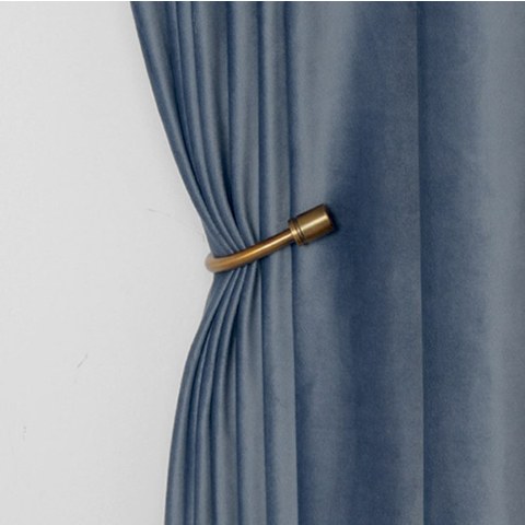 Fine Cadet Blue Velvet Curtain Drapes 1