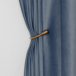 Fine Cadet Blue Velvet Curtain Drapes 2