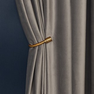 Fine Velvet Light Gray Curtain Drapes 3