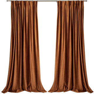 Fine Velvet Terracotta Caramel Burnt Orange Curtain Drapes