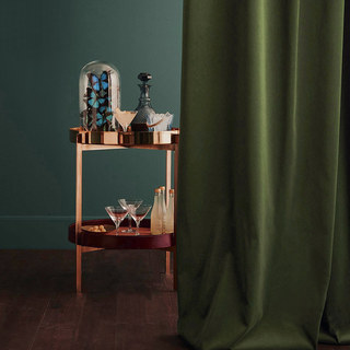 Premium Renaissance Olive Green Velvet Curtain Drapes 1