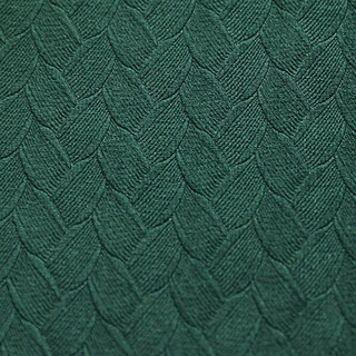 Scandinavian Basketweave Textured Dark Forest Green Velvet Blackout Curtain Drapes