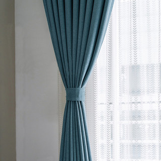 Simple Pleasures Prairie Grain Subtle Textured Striped Sea Blue Blackout Curtains 5