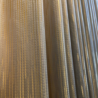 Sunbeam Glistening Subtle Textured Striped Champagne Gold and Gray Curtain Drapes 2