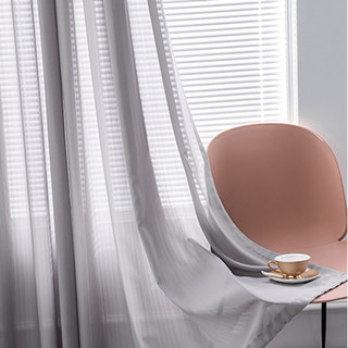 Sundance Textured Striped Gray Light Charcoal Sheer Curtain 2