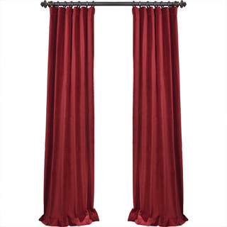 Velvety Faux Suede Scarlet Red Curtain 5
