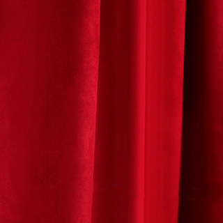 Velvety Faux Suede Scarlet Red Curtain 4