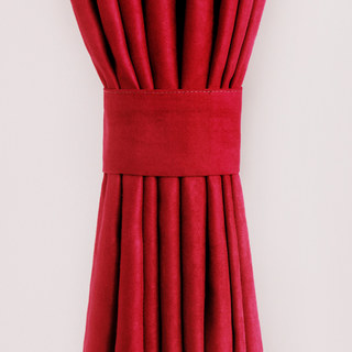 Velvety Faux Suede Scarlet Red Curtain 2