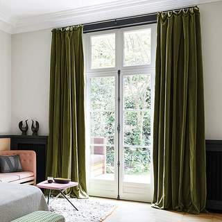 Exquisite Matte Luxury Olive Green Chenille Curtain 2