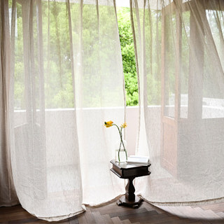 Provencal Style 100% Natural Linen Sheer Curtain 11