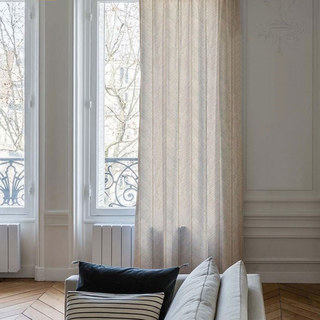 New Look Luxury Art Deco Herringbone Beige Cream Curtain 2