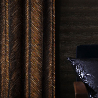 New Look Luxury Art Deco Herringbone Dark Chocolate Brown Curtain 1