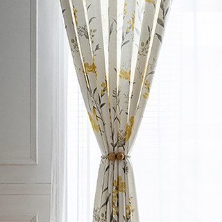 Bringing the Garden Indoors Cream Yellow Floral Jute Style Curtain 7