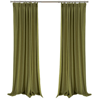 Exquisite Matte Luxury Olive Green Chenille Curtain Drapes 9
