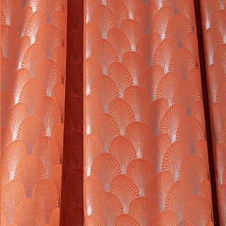 The Roaring Twenties Luxury Art Deco Shell Patterned Orange & Silver Curtain 5