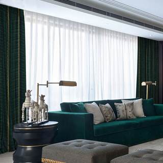 New Look Luxury Art Deco Herringbone Dark Green & Gold Curtain 2