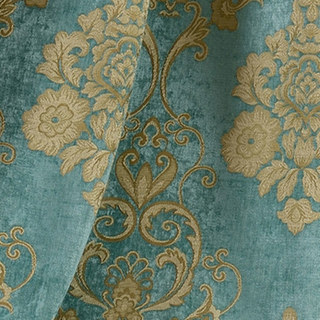 Luxury Damask Heavy Chenille Jacquard Teal Blue Curtain Drapes 5