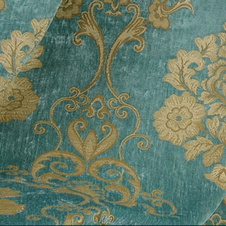 Luxury Damask Heavy Chenille Jacquard Teal Blue Curtain Drapes 6
