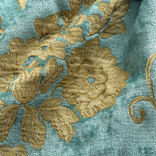 Luxury Damask Heavy Chenille Jacquard Teal Blue Curtain Drapes 4