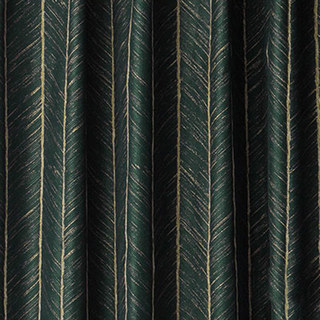 New Look Luxury Art Deco Herringbone Dark Green & Gold Sparkle Curtain Drapes 6