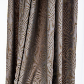 Oriental Fans Luxury Art Deco Jacquard Patterned Brown & Gray Curtain 7