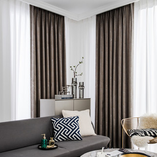Oriental Fans Luxury Art Deco Jacquard Patterned Brown & Gray Curtain 5